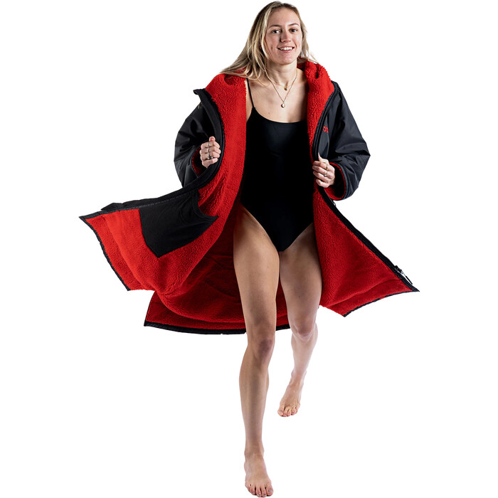 2024 Dryrobe Advance Manches Longues Changing Robe V3 DALSV3 - Black / Red